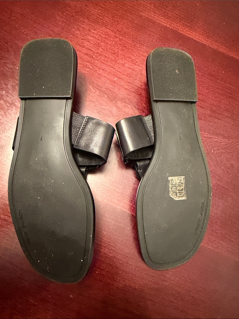 Tory Burch Black Leather Logo Thong Sandals - Picture 8 of 11